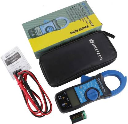 GoodsBazaar Mextech M266 Digital Clamp Meter Digital Clamp Meter Auto-Ranging Clamp Multimeter with AC Current + AC Voltage + DC Voltage M266 Electronic Digital Tong Tester Clip-on Multimeter AC Current AC DC Voltage Diode Tester Tool 266 Clamp Multimeter With Test Cable M-266 Mextech M266 Digital Multimeter