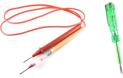 SAMAES Combo Pack of Continuity Tester with 2 Button Battery & Neon tester/Line Tester Analog Multimeter