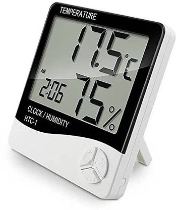 Inditradition 5 In 1 Digital Temperature Humidity Meter, Hygrometer | Live Temperature, Humidity, Calendar, Clock, Alarm Digital Multimeter