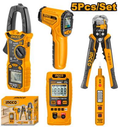INGCO Clamp Meter, Test Pencil, Infrared Thermometer, Voltage-detecting Stripper, Digital Multimeter