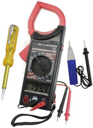 Inditrust Electric tester Continuity tester and Digital Clamp Meter Electronic Tester Pocket Clamping Meter for Measuring AC/DC Voltage, AC Current, Resistance, Data Hold & Overload Protection in Portable Mini MT87 Electric Testing Digital Multimeter (Pack of 3) Digital Multimeter