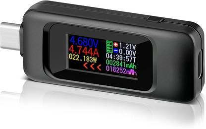 ELEPHANTBOAT C Tester LCD Screen Digital Multimeter, Plug & Go USB C Power Meter Digital Multimeter
