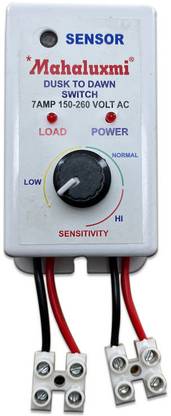 MAHALUXMI Day Night Dusk to Dawn Light Sensor Switch (LDR) Control 7 Amp AC 230V Multipurpose Controller