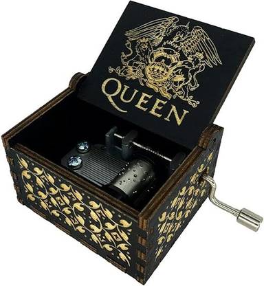 Rudrav Queen Bohemian Rhapsody, Hand Crank Engravaved Wooden Music Box