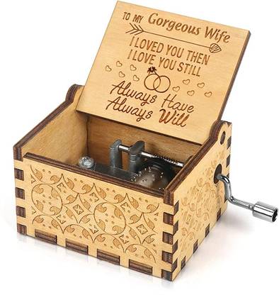 HASTHIP Music Box Hand Crank Engraved Musical Box-My Sunshine Mechanism Antique Music Box