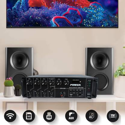 Power 3.5 mm Aux Input, USB Slot, SD Card Slot, RCA Out Socket, SD Card, Bluetooth Bass Amplifier