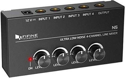 Fifine (REFURBISHED)N5 Ultra Low-Noise 4-Channel Line Mixer for Sub-Mixing Bass Amplifier
