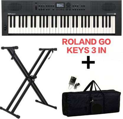Roland GO KEYS 3 IN + COVER + DOUBLE PIPE STAND Digital Portable Keyboard