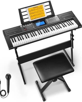 Regno 61 Keys Piano Keyboard with LCD Display For Beginner & Professional Piano for Kids with Microphone, Keyboard Piano Analog Portable Keyboard