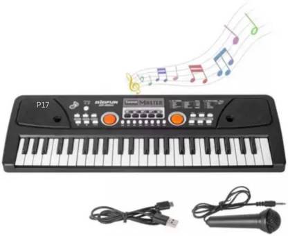 Just97 49 Key Piano Keyboard Toy for Kids P19 dc Power Option+Recording Microphone Multi Colour Keys with USB Charging P19 Analog Portable Keyboard