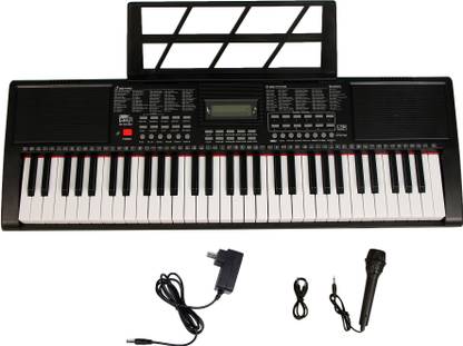 intern INT-KB 61 Keys Touch Response Portable Piano Keyboard with Mic and 9V DC Power Adapter Analog Portable Keyboard