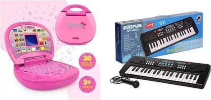 Tenmar COMBO PIANO AND LAPTOP COMBO KIDS MUSICAL KEYBOARD PIANO WITH EDUCATION LAPTOP Analog Portable Keyboard
