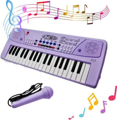 Just97 Keyboard Piano, 37 Keys Piano Keyboard for Kids P77 Key Piano Keyboard with Mic & Charger PURP27 Analog Portable Keyboard