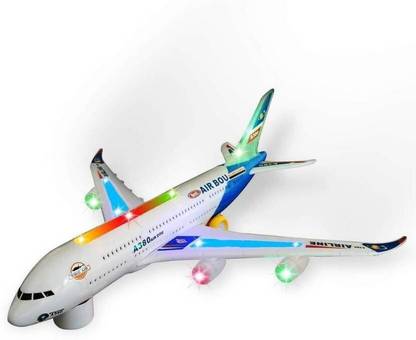 Toyvala Musical AeroPlane Airbus Bump & Go Action Toy with Sound & Light-9