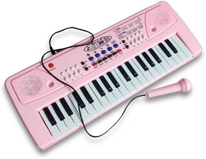 Bashajitoys 37 Key Pink Piano Keyboard Toy with Recording, Mike and DC Power Option Type MC