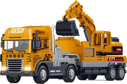 Joy Junction 1:24 Metal Construction Truck Toys and Trailer Set (Rescue Trailer Truck 3)