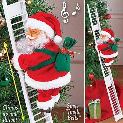 NIYAMAT Electric Santa Climbing Ladder to Tree, Climbing Up and Down Santa Claus