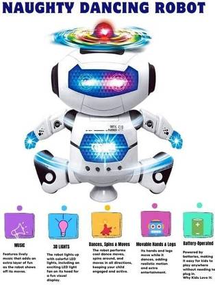 VIXON Naughty Dancing Digital Robot Toy with Colourful 3D Flashing Lights and Music