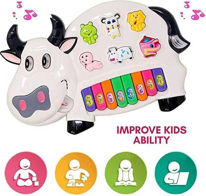 SAGAR Musical Cow Piano Keyboard Learning Toy with 8 Keys