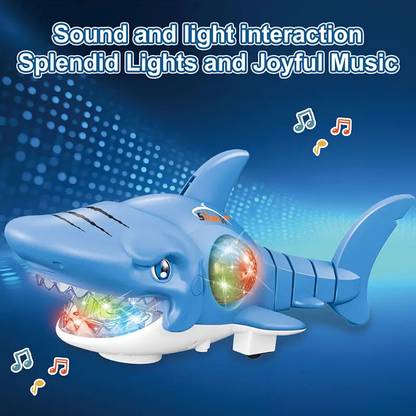 TAPUJI Musical Shark with Light & Music Animal Simulation Model Bump and Go Action Toys
