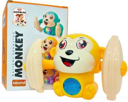 GoBaby Dancing and Spinning Rolling Tumble Voice Control Banana Monkey with Musical Toy