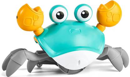 KIDOLOGY Crawling Crab Toy with Automatically Avoid Obstacles Music Light Up USB Kids Toy