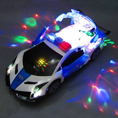 KTRS Police Super Dream car Toy with 360 Degree Rotation Door Opening, 3D Projection