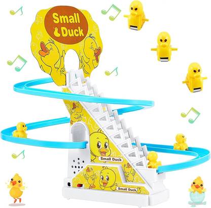 KAVANA 3 Duck Slide Toy Set, Funny Automatic Stair Ducklings Cartoon Race Track Set