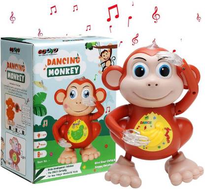 ZUNBELLA Monkey Toy with Musical Feature Hand-Flapping & Left-Right Movement Toy For Kids