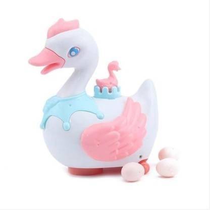 Anushka Toys Egg Laying Duck Goose Bump & Go Egg Duck Toy Battery Operated Light Sound Bird