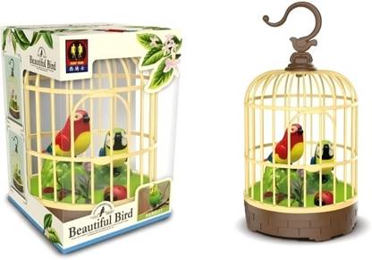 TECHGEAR Musical Bird Singing Chirping Beautiful Electronic Bird Pet for Kids Cage Seed Catcher