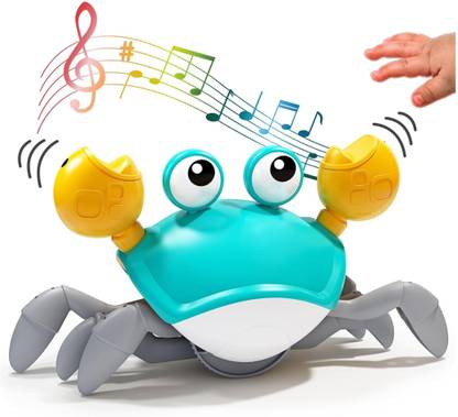 curious crafters Crawling Crab Baby Musical Toy with LED Lights Obstacle Avoidance & Rechargeable
