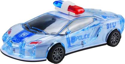 Deeshora Plastic Police Car with Lights, Friction Powered, Music and Siren Sound Toy