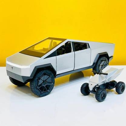 CountryLink Tesla Cybertruck Toy Pull Back Pick-Up Truck with Sound and Light (Size1:32))