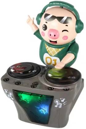 KOKEE TOYS Crawling Pig DJ Robot Vehicle Toy with Light,Music and Bump & go Action for Kids