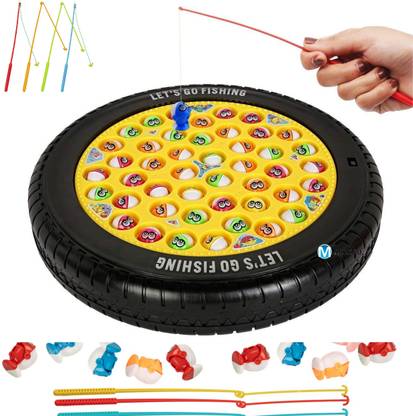 Mallexo Big Size Rotating Music Fish Catching Game for 1-4 Player Fish Toy Set For Kids