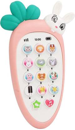 কম্মতেশ্বৰ Radish Style Cute Rabbit Face Pretend Play Cell Phone Toy for Kids