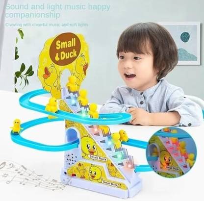 LakshmiiCreations Little Lovely Duck Slide Escalator Toy Automatic Stair-Climbing Race Track Set