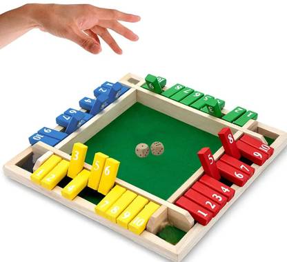 PATPAT Shut The Box Dice Game, 2-4 Player Family Wooden Board Games for Adults Educational Board Games