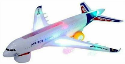 Toyvala Musical AeroPlane Airbus Bump & Go Action Toy with Sound & Light-259