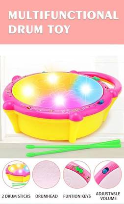 SURYAANSHI 3D Flash Drum Toy with Flash Light & Music