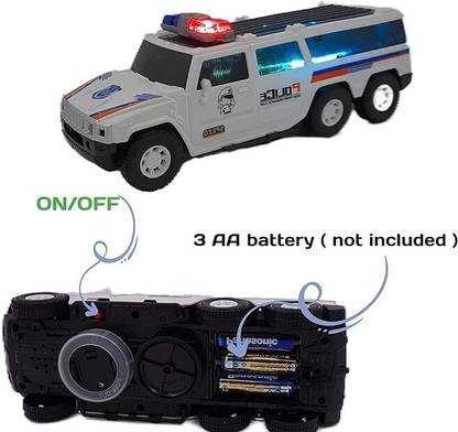 GoBaby Police Car Toy for Kids - Bump and Go Cop Car with Flashing Lights in the Wheels and Realistic Sounds with Sirens