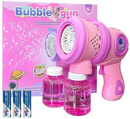 Nickspool Bubble Gun Machine Toy with Light & Bubble Solution for Toddlers