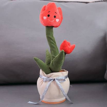 WOLF MAGIC Colorful Enchanting Tulip Flower Pot Plush Toys Luminous Speaking Sing Dancing