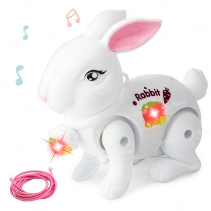FIDDLERZ Musical Rabbit Toys Animal Cute Bunny Walking Rabbit with Light & Sound