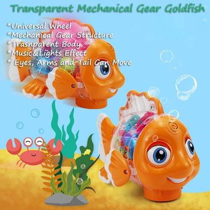 mega star Transparent Fish Toy for Kids - Auto Obstacle Avoider Mechanical Fish Toy