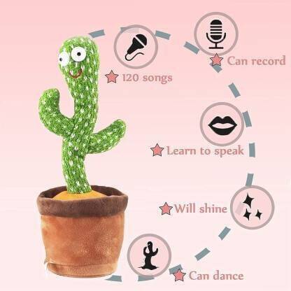 abundance Cactus Toy, Sing+Repeat+Dancing+Recording+LED plant