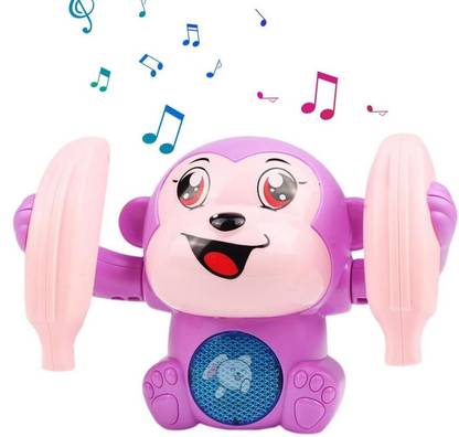 HappyBive Spinning Rolling Dancing Banana Chimpanzee Tumble Toy With Clap Control