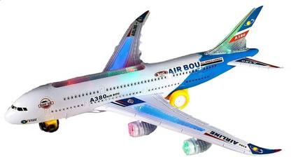 Toyvala Musical AeroPlane Airbus Bump & Go Action Toy with Sound & Light-37