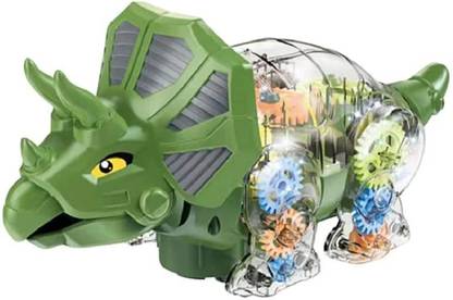 giftsrus Dinosaur Transparent Gear Musical -360 Degree Rotating Toy